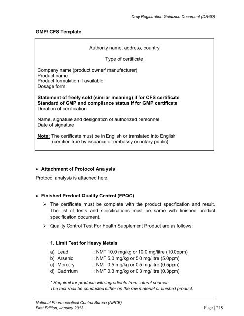 DRUG REGISTRATION GUIDANCE DOCUMENT (DRGD) - BPFK