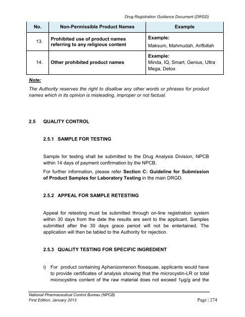 DRUG REGISTRATION GUIDANCE DOCUMENT (DRGD) - BPFK