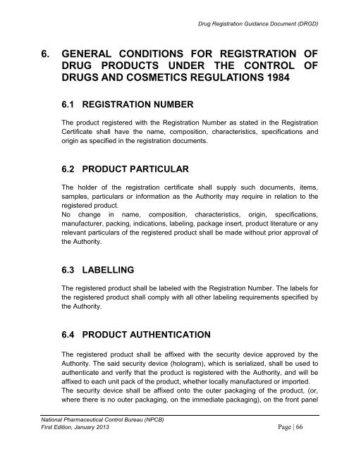 DRUG REGISTRATION GUIDANCE DOCUMENT (DRGD) - BPFK