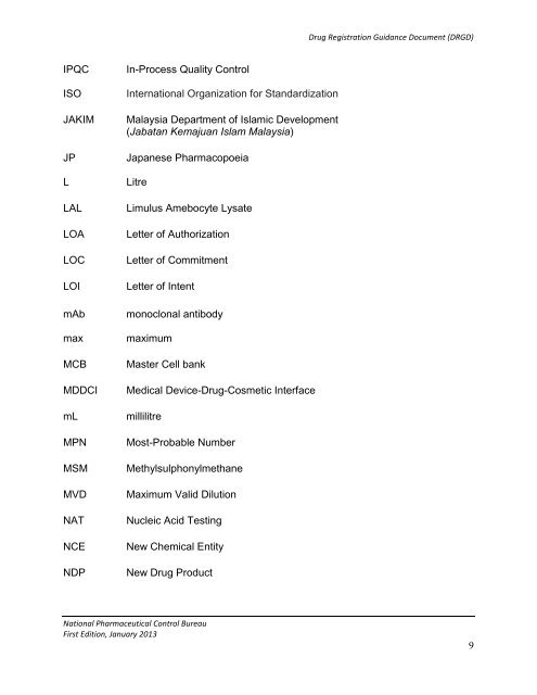 DRUG REGISTRATION GUIDANCE DOCUMENT (DRGD) - BPFK