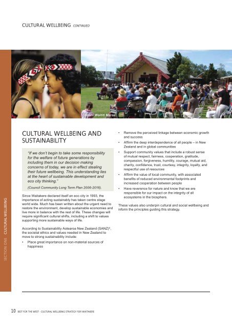 Cultural Wellbeing Strategy for Waitakere - Auckland Council