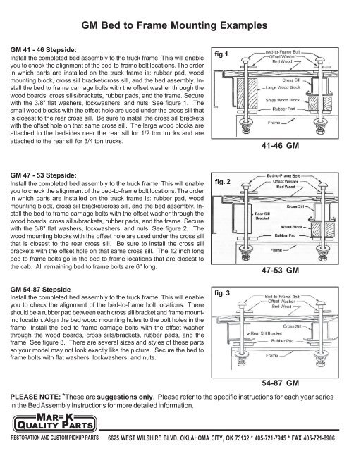 GM Bed to Frame Mounting Examples - Mar-K