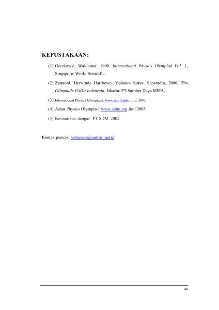 Tentang Olimpiade Fisika (Pdf) - Yohanes Surya.com