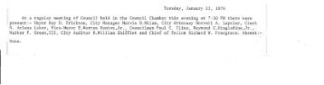 CLERK Tuesday, January 13, 1976 At a regular raeeting of Council ...