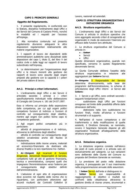 nuovo regolamento uffici e servizi - Comune di Castano Primo