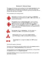 Worksheet 15 - Molecular Shapes The shapes of molecules can be ...