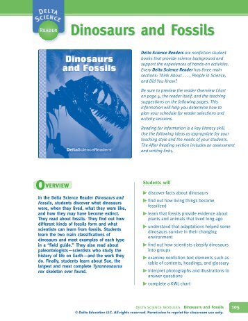 Dinosaurs and Fossils Dinosaurs and Fossils - Delta Education