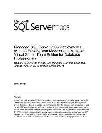 CA ERwin Data Modeler for Microsoft Visual Studio and SQL Server