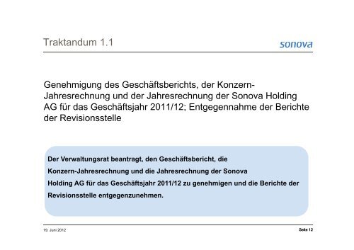 27. Generalversammlung 2012 - Sonova