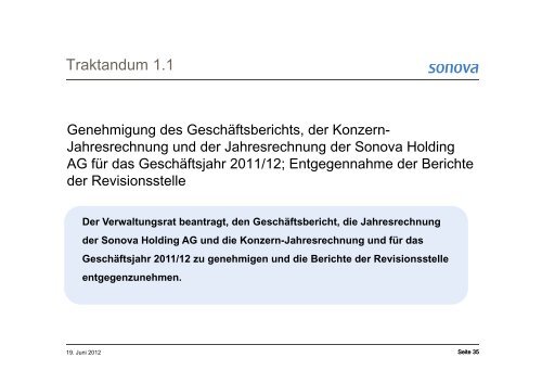 27. Generalversammlung 2012 - Sonova