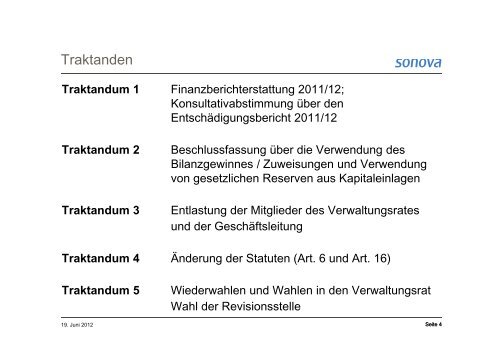 27. Generalversammlung 2012 - Sonova