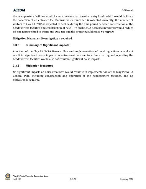 Draft Environmental Impact Report - California Off Highway Vehicle ...