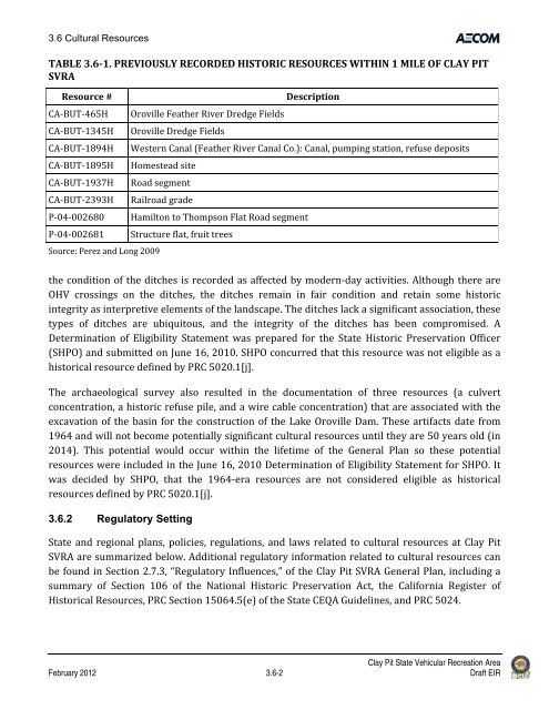 Draft Environmental Impact Report - California Off Highway Vehicle ...