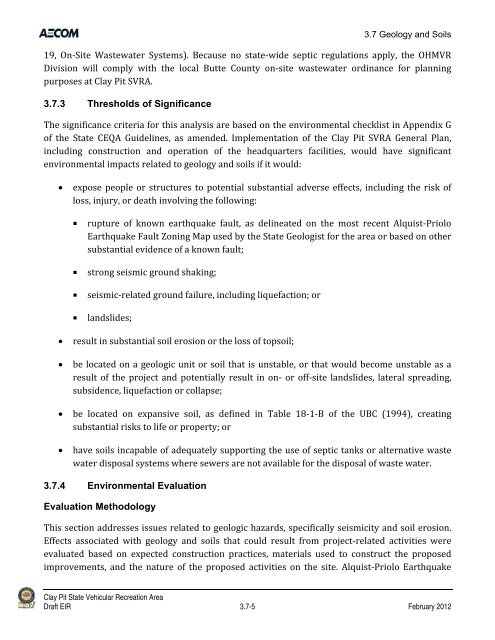 Draft Environmental Impact Report - California Off Highway Vehicle ...