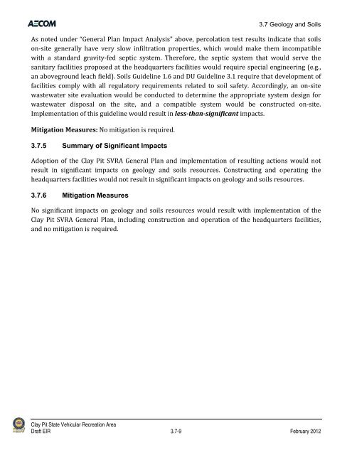 Draft Environmental Impact Report - California Off Highway Vehicle ...