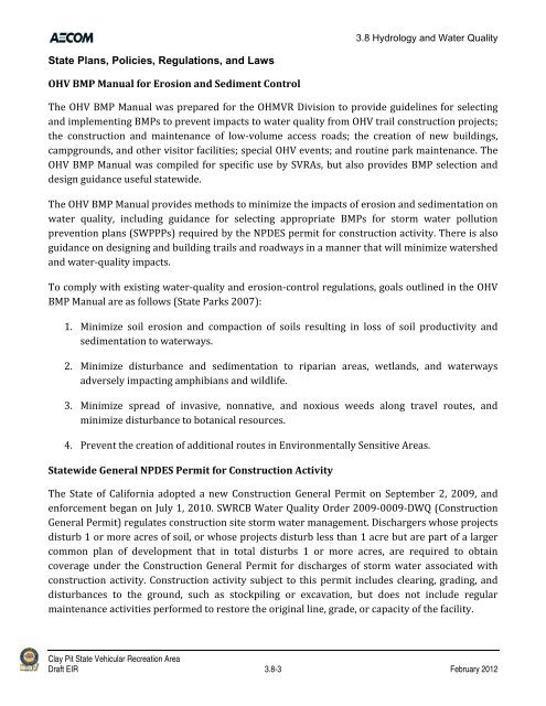 Draft Environmental Impact Report - California Off Highway Vehicle ...