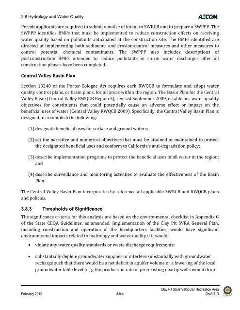 Draft Environmental Impact Report - California Off Highway Vehicle ...