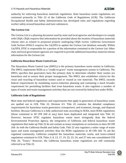 Draft Environmental Impact Report - California Off Highway Vehicle ...