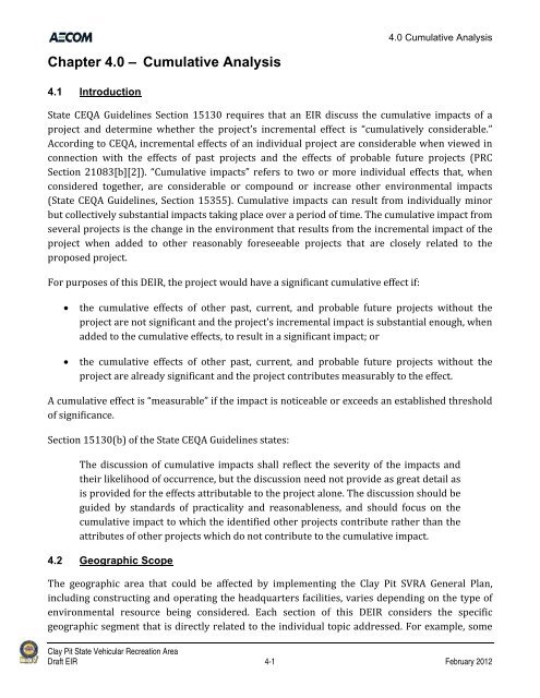 Draft Environmental Impact Report - California Off Highway Vehicle ...