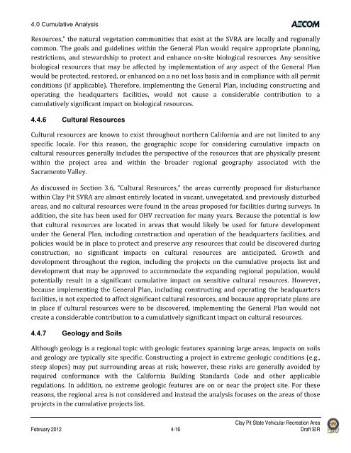 Draft Environmental Impact Report - California Off Highway Vehicle ...