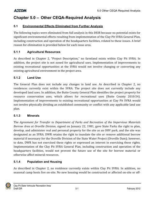 Draft Environmental Impact Report - California Off Highway Vehicle ...