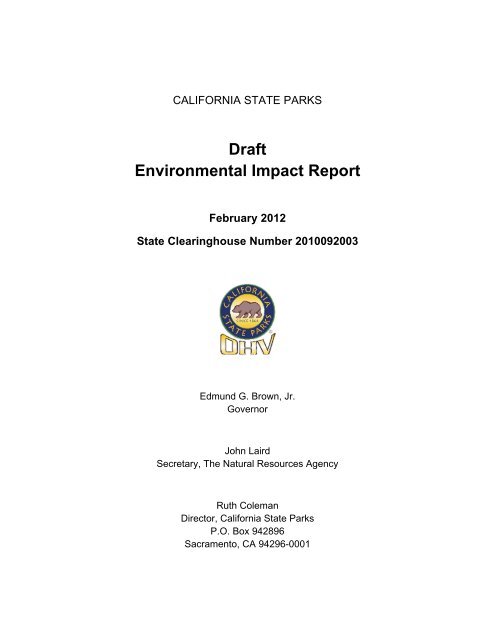 Draft Environmental Impact Report - California Off Highway Vehicle ...