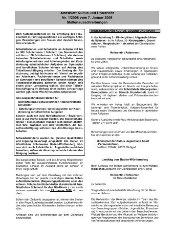 Amtsblatt Kultus und Unterricht Nr. 1/2008 vom 7. Januar 2008 ...