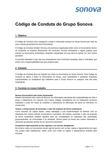 CÃ³digo de Conduta do  Grupo Sonova - Sonova Holding AG