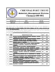 The Chennai Port Trust requires the following ... - Port of Chennai