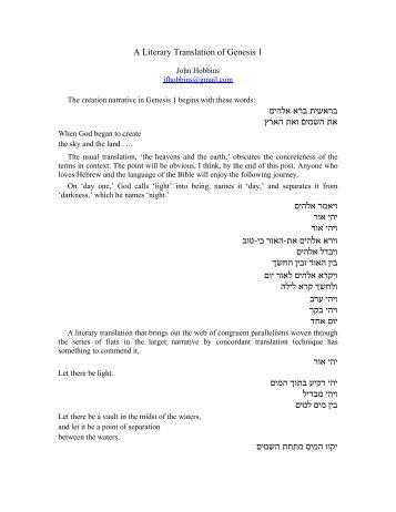 A Literary Translation of Genesis 1 - Ancient Hebrew Poetry