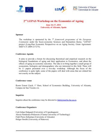2nd LEPAS Workshop on the Economics of Ageing