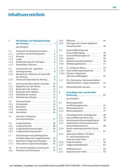 Inhaltsverzeichnis Georg Thieme Verlag