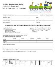 RHDS Registration Form - Riverland Hills Baptist Church