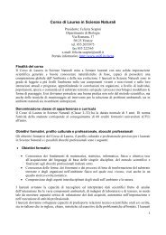 Corso di Laurea in Scienze Naturali - UniversitÃ  degli Studi di Firenze