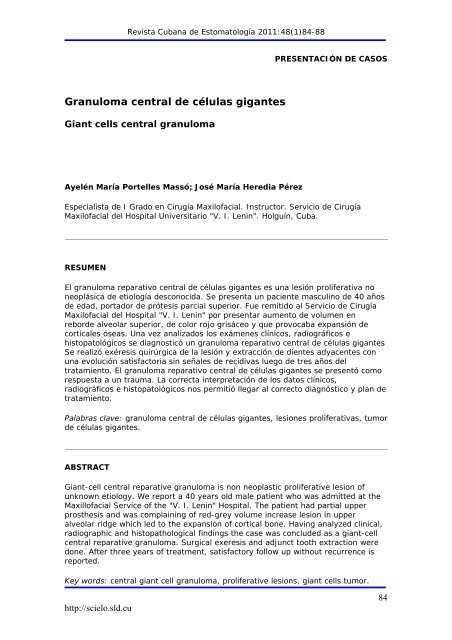 Granuloma central de células gigantes - SciELO