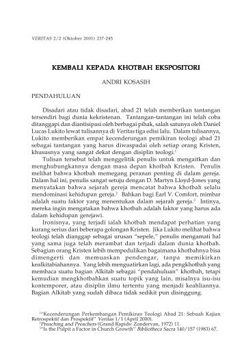 KEMBALI KEPADA KHOTBAH EKSPOSITORI - SAAT