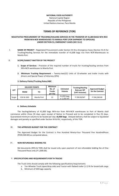 TERMS OF REFERENCE (TOR) - NFA