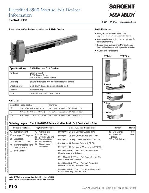 Order Form - Sargent Locks