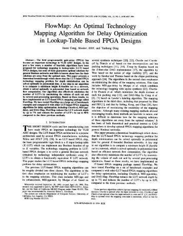 FlowMap: an optimal technology mapping algorithm for delay ...