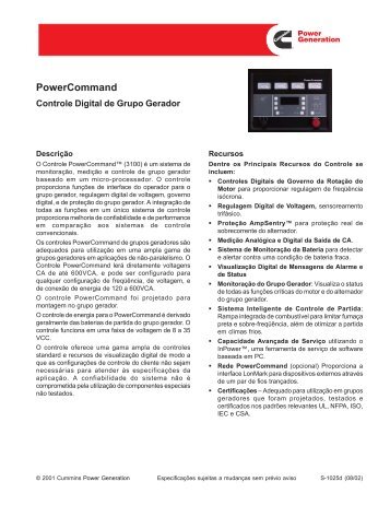 Controle PowerCommandâ¢ (3100) - Cummins Power Generation