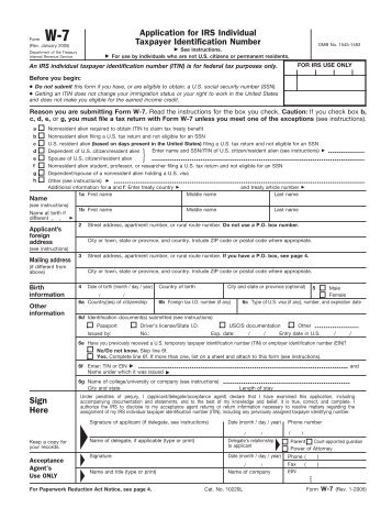 Form W-7 (Rev. January 2005)