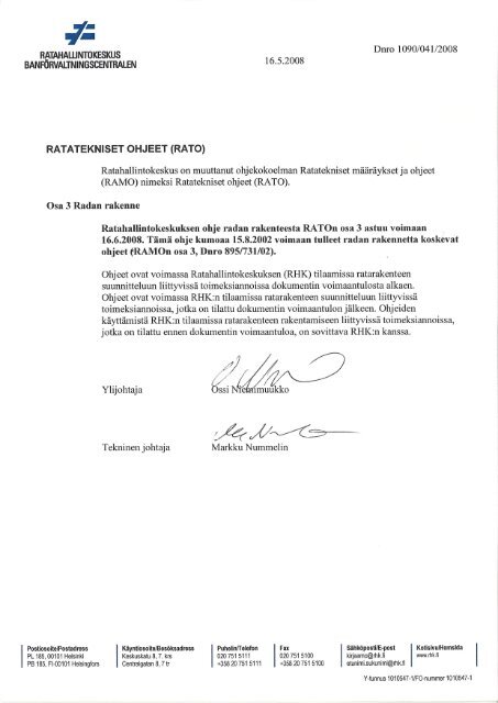 Radan rakenne - Liikennevirasto