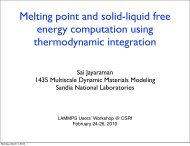 Melting point and solid-liquid free energy computation using - Lammps