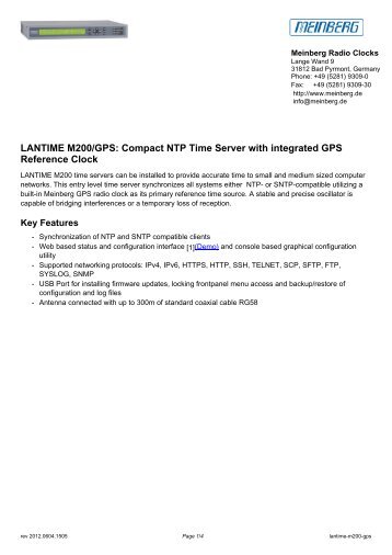 LANTIME M200/GPS: Compact NTP Time Server ... - TR instruments