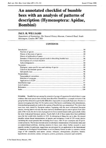 An annotated checklist of bumble bees with an analysis of patterns ...