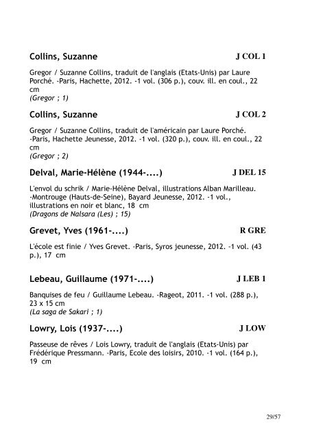 Liste des acquisitions section Jeunesse (juillet ... - Villeneuve sur Lot