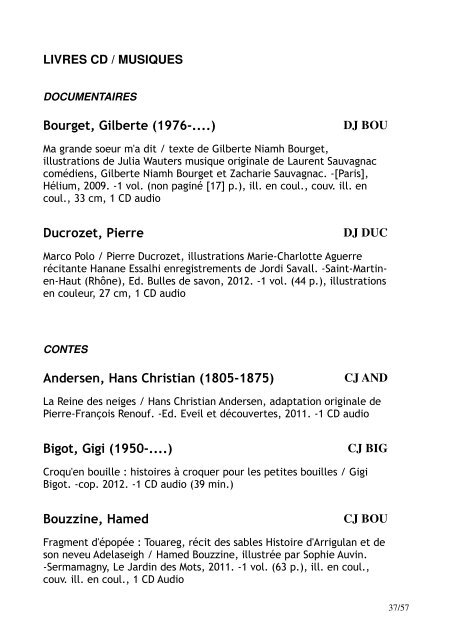 Liste des acquisitions section Jeunesse (juillet ... - Villeneuve sur Lot