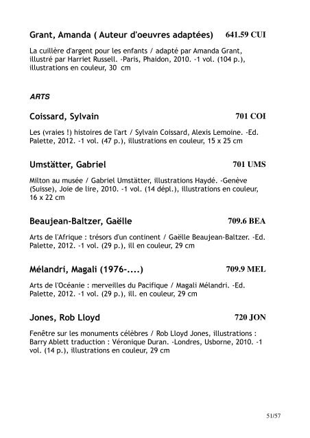 Liste des acquisitions section Jeunesse (juillet ... - Villeneuve sur Lot