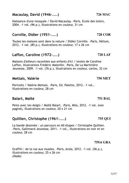 Liste des acquisitions section Jeunesse (juillet ... - Villeneuve sur Lot