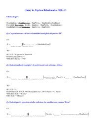 Prova scritta dell'esame di Basi di Dati/Laboratorio